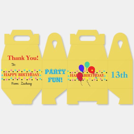 水玉模様誕生日バルーンありがとう フェイバーボックス (見開き)