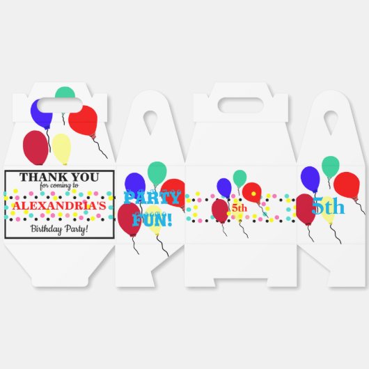 水玉模様誕生日バルーン白 フェイバーボックス (見開き)