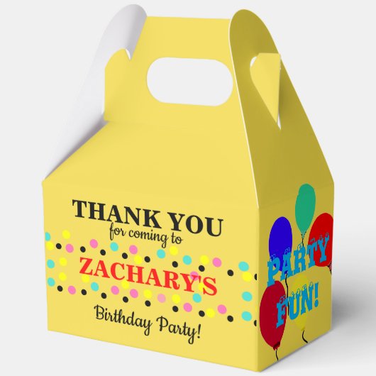 水玉模様誕生日バルーン黄色 フェイバーボックス (裏面)