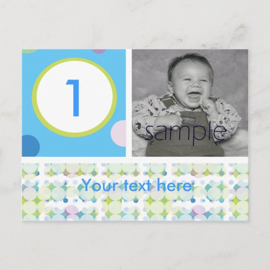 水玉模様誕生日パーティー ポストカード (正面)