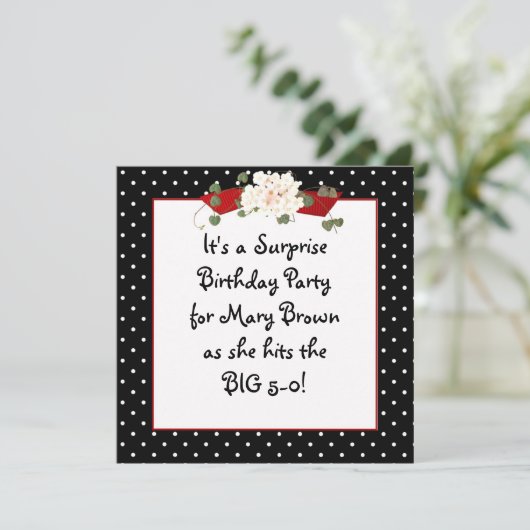 水玉模様誕生日パーティー 招待状 (スタンド正面)