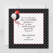 水玉模様誕生日パーティー 招待状 (裏面)