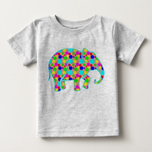 水玉模様象 ベビーTシャツ (正面)