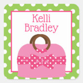 水玉模様財布パーソナライズされたシール スクエアシール (正面)