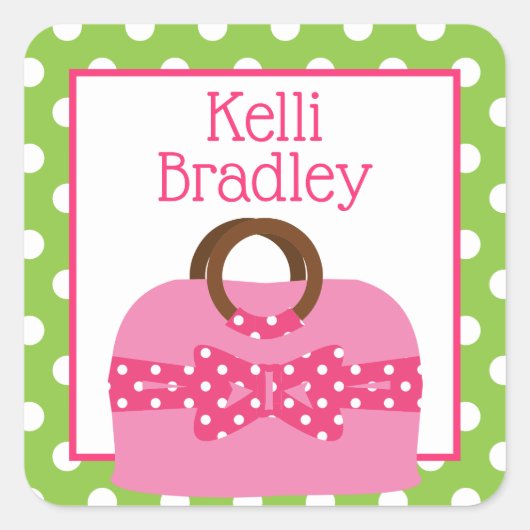 水玉模様財布パーソナライズされたシール スクエアシール (正面)