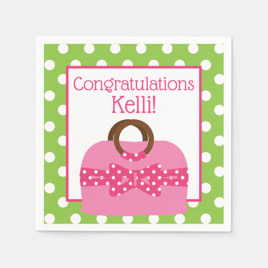 水玉模様財布パーソナライズされたパーティーナプキン スタンダードカクテルナプキン (正面)