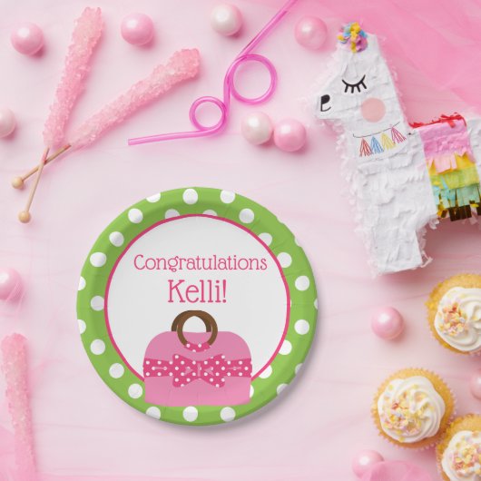 水玉模様財布パーソナライズされたパーティープレート ペーパープレート (パーティー)