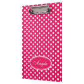 水玉模様赤いピンクの名前とイニシャルクリップボード クリップボード (左)