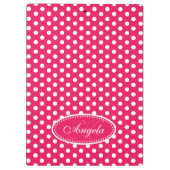 水玉模様赤いピンクの名前とイニシャルクリップボード クリップボード (裏面)