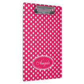 水玉模様赤いピンクの名前とイニシャルクリップボード クリップボード (右)