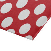 水玉模様赤と白ガラス切断板 カッティングボード (角)