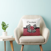 水玉模様赤と白ズカワイイバラシェブロンボウ クッション (椅子)