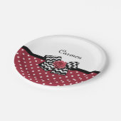 水玉模様赤と白ズカワイイバラシェブロンボウ ペーパープレート (アングル)