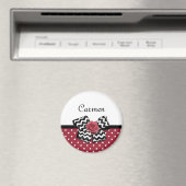 水玉模様赤と白ズカワイイバラシェブロンボウ マグネット (インサイチュ (食洗機))