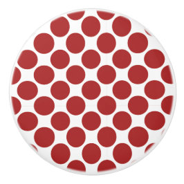 水玉模様赤と白セラミックノブ セラミックノブ