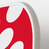 水玉模様赤と白モノグモダンラム ピックルボールラケット (左詳細)