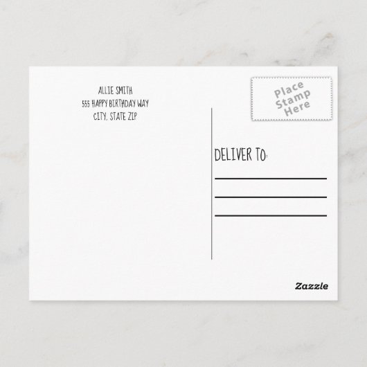 水玉模様赤と白誕生日写真ありがとう ポストカード (裏面)