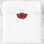 水玉模様赤ガーベラ封筒用シール ラウンドシール (バッグ)