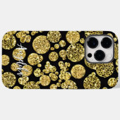 水玉模様金ゴールドと黒パーソナライズされた名 Case-Mate iPhoneケース (裏面 (横))