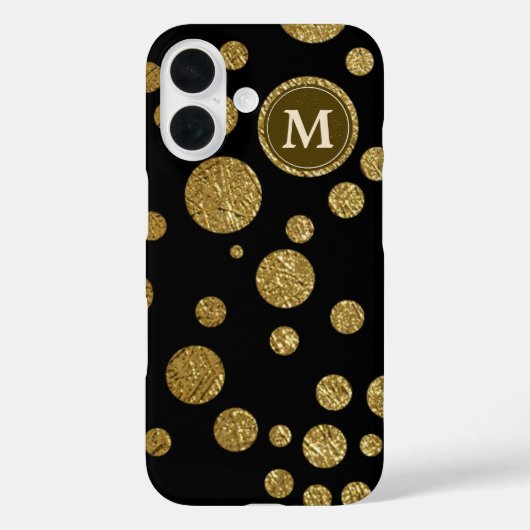 水玉模様金ゴールドは黒パーソナライズされた、 Case-Mate iPhoneケース (裏面)