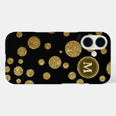 水玉模様金ゴールドは黒パーソナライズされた、 Case-Mate iPhoneケース (裏面 (横))