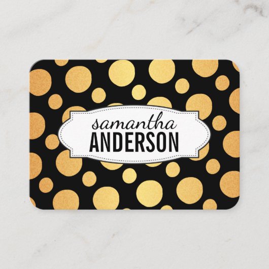 水玉模様金ゴールドパターン 名刺 (正面)