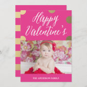 水玉模様金ゴールド | バレンタインデーの写真カード シーズンカード (正面/裏面)