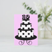 水玉模様30thバースデーケーキ ポストカード (スタンド正面)