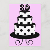 水玉模様30thバースデーケーキ ポストカード (正面)