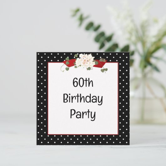 水玉模様60th誕生日パーティー 招待状 (スタンド正面)