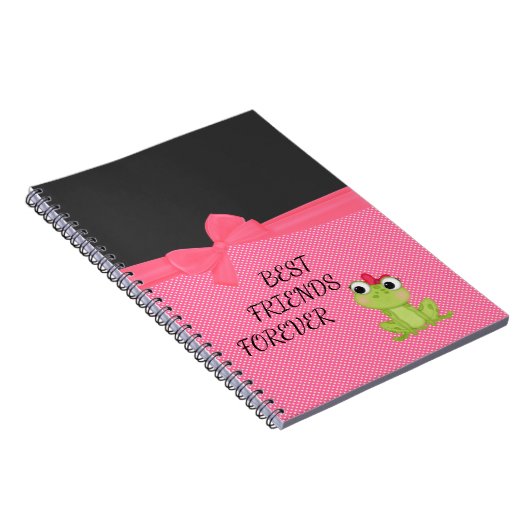 水玉模様、かわいいフロギーのメッセやる気を起こさせるージ ノートブック (右側)