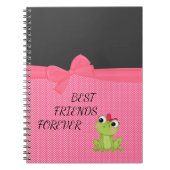 水玉模様、かわいいフロギーのメッセやる気を起こさせるージ ノートブック (正面)