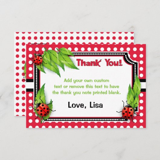 水玉模様|のサンキューカードのてんとう虫 サンキューカード (正面/裏面)