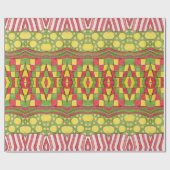 水玉模様、ストライプ、チェック、赤、黄緑 ラッピングペーパー (フラット)