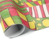 水玉模様、ストライプ、チェック、赤、黄緑 ラッピングペーパー (ロールコーナー)