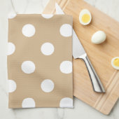 水玉模様-タンの白 キッチンタオル (四つ折り)