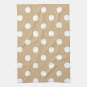水玉模様-タンの白 キッチンタオル (縦)