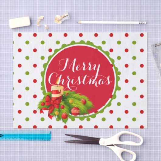 水玉模様&デコレーションメリークリスマス 薄葉紙 (クラフト)