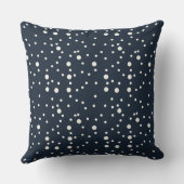 水玉模様、ネイビーブルー(白) クッション (裏面)