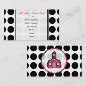 水玉模様/ピンクの先生のファッションビジネスカード 名刺 (正面/裏面)