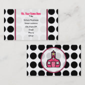 水玉模様/ピンクの先生のファッションビジネスカード 名刺 (正面/裏面)