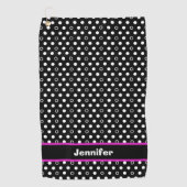 水玉模様（ピンクアクセント） ゴルフタオル (正面)