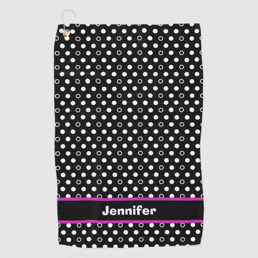 水玉模様（ピンクアクセント） ゴルフタオル (正面)
