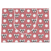 水玉模様&ボーズピンク白黒レトロスタイル ラージペーパーバッグ (正面)