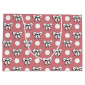 水玉模様&ボーズピンク白黒レトロスタイル ラージペーパーバッグ (裏面)