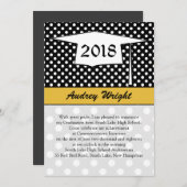 水玉模様、乳鉢の卒業の発表 招待状 (正面/裏面)