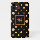 水玉模様 – 様々なサイズ黒 – 暖色 Case-Mate iPhoneケース (裏面)