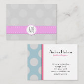 水玉模様、水玉模様パターン、ドット、青、グレー 名刺 (正面/裏面)