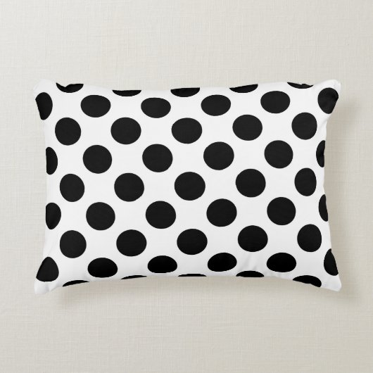 水玉模様、水玉模様パターン、白黒 アクセントクッション (正面)