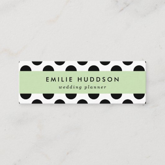 水玉模様、水玉模様パターン、白黒 スキニー名刺 (正面)